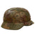 Original German WWII M40 Refurbished Chicken Wire Half Basket Normandy Splinter Camouflage SS Helmet - Stamped EF66 Original Items
