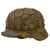Original German WWII M40 Refurbished Normandy Camouflage Chicken Wire Half Basket SS Helmet - Stamped EF66 Original Items