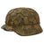 Original German WWII M40 Refurbished Normandy Camouflage Chicken Wire Half Basket SS Helmet - Stamped EF66 Original Items
