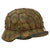 Original German WWII M40 Refurbished Normandy Camouflage Chicken Wire Half Basket SS Helmet - Stamped EF66 Original Items