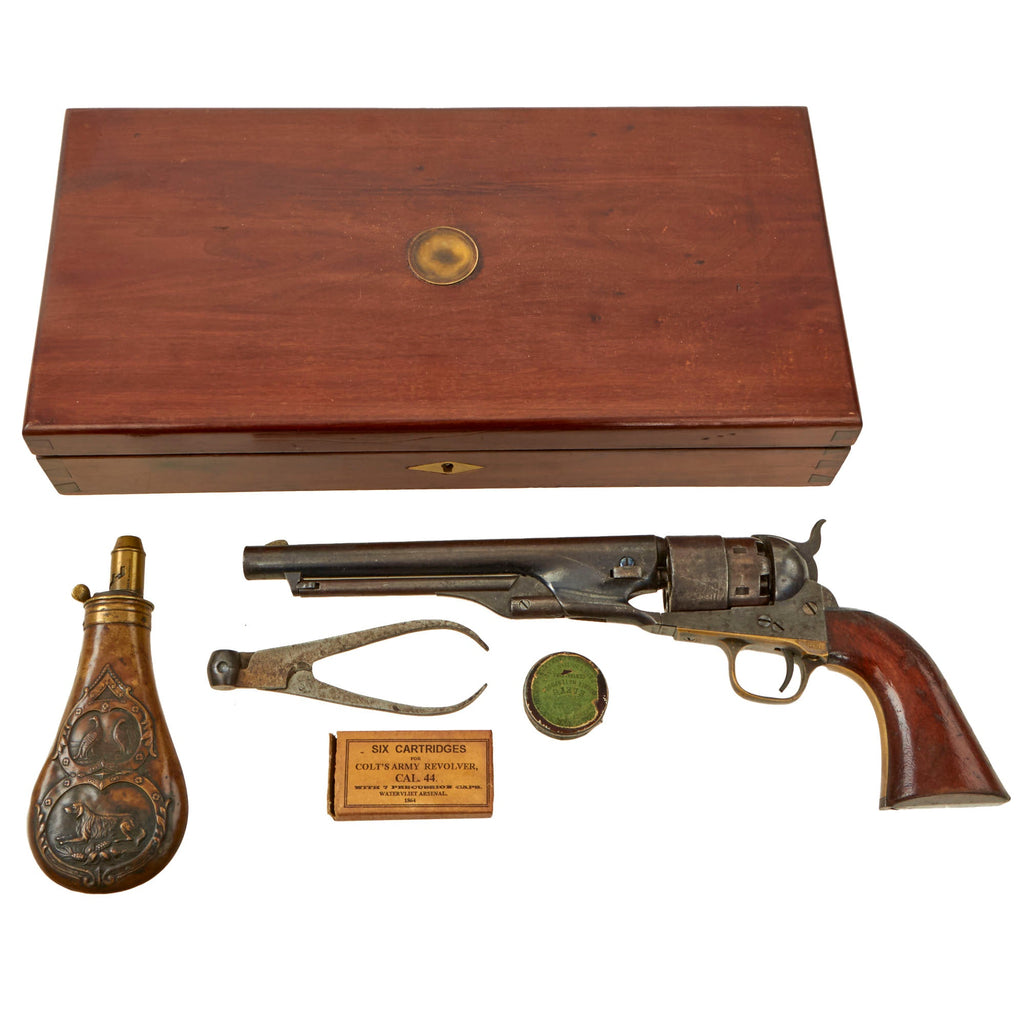 Original U.S. Indian Wars Era Colt M1860 Army .44cal Percussion Revolver in Custom Wood Case with Accessories - Serial 178912 Made in 1869