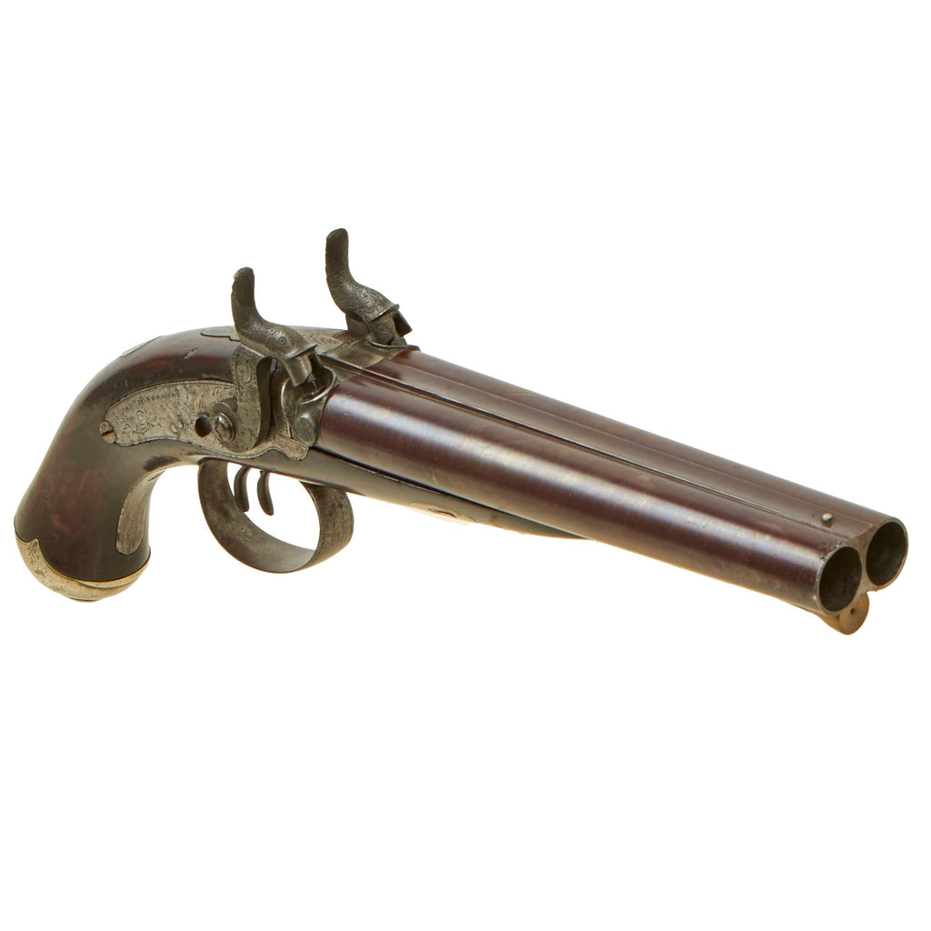 Original Victorian 15 Bore Double Barrel Howdah Percussion Pistol by John Jones & Son with Spiral Forged Barrels - circa 1830 Original Items