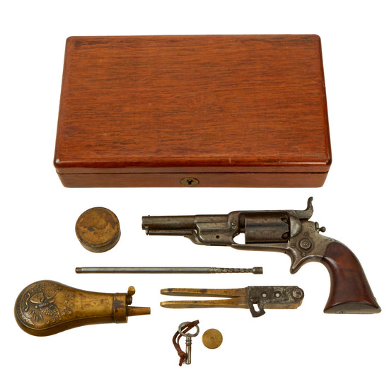 Original U.S. Colt "Root" Model 1855 Sidehammer .31cal. Pocket Percussion Revolver Made in 1856 in Custom Case with Accessories - Serial 5855 Original Items