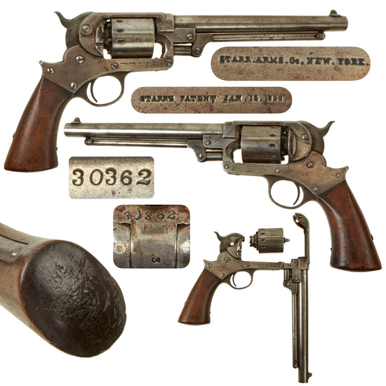 Original U.S. Civil War Starr Arms M1863 .44cal Single Action Army Percussion Revolver with Worn Grip Cartouches - Serial 30362 Original Items