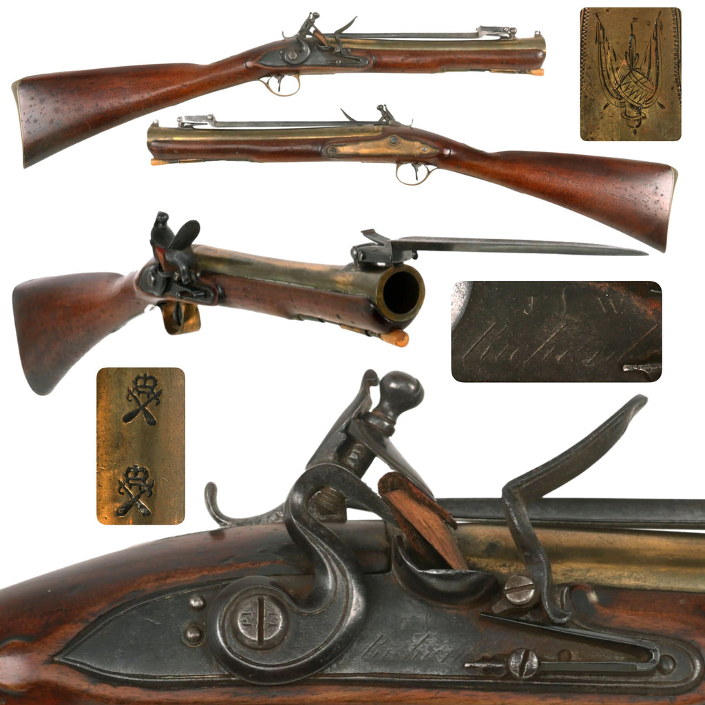 Original British Brass Barrel Flintlock Coaching Blunderbuss by Joseph & William Richards of London with Spring Loaded Bayonet - circa 1810 Original Items