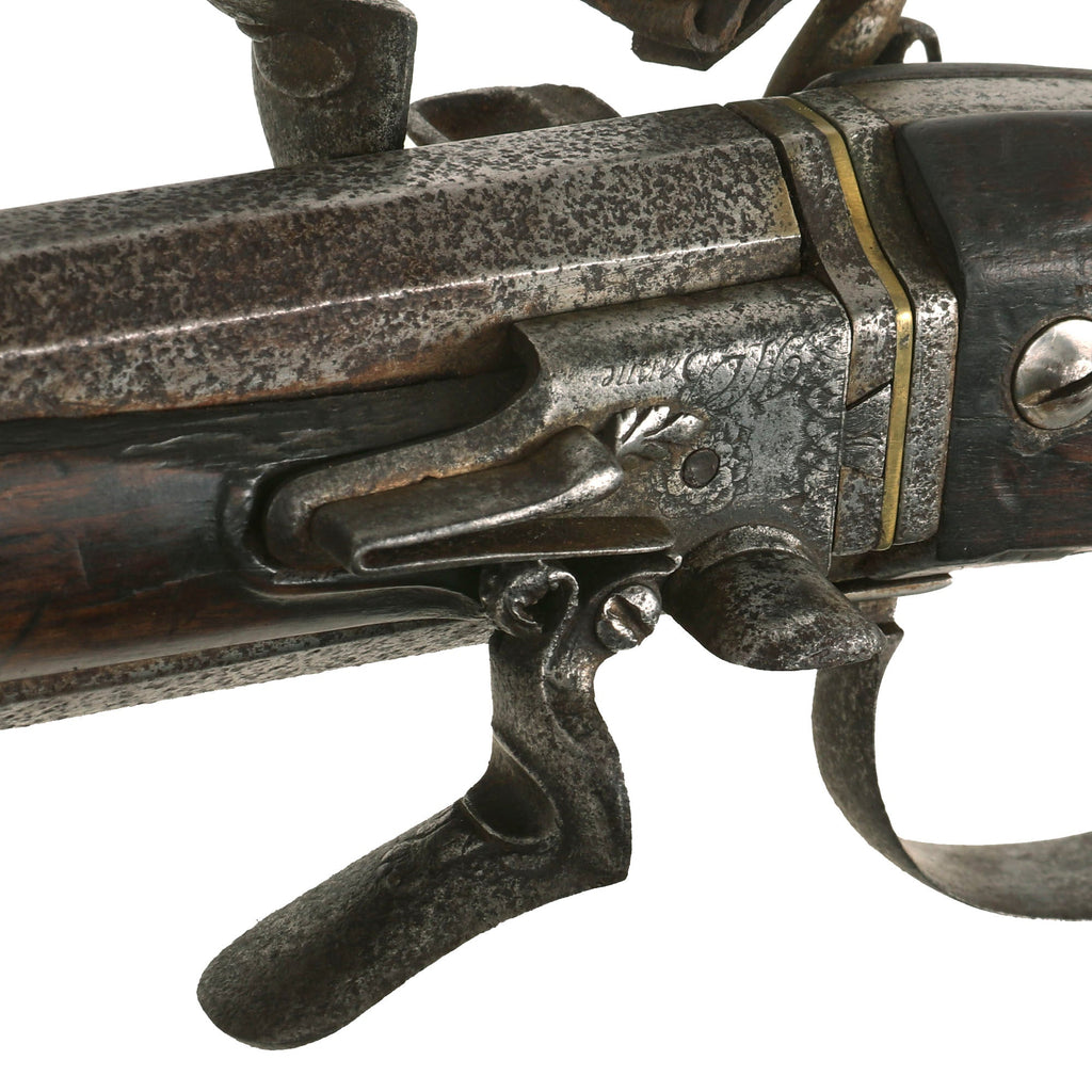 Original British 17th Century Double Barrel Swivel Breech Flintlock Sp ...