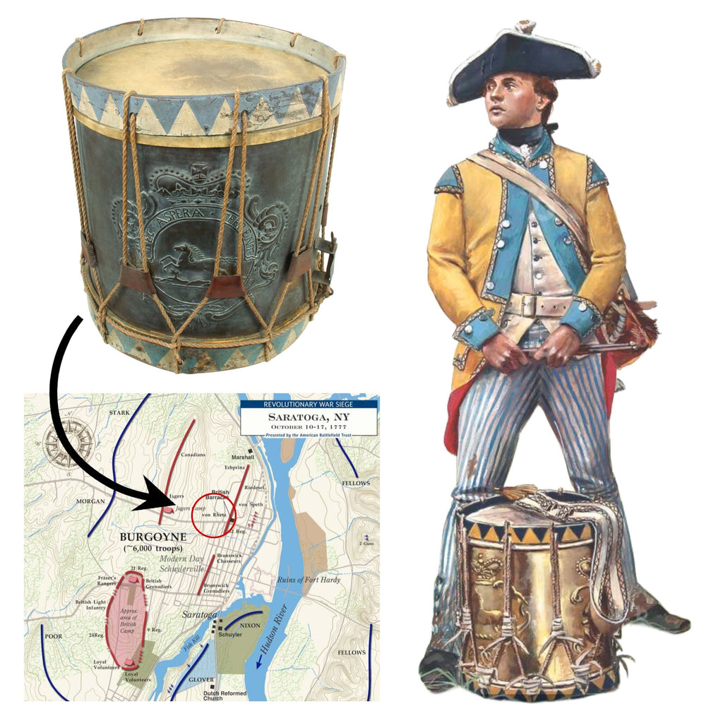 Original American Revolutionary War Field Drum of the Brunswick Infantry Regiment von Rhetz - Fought in the 1777 Saratoga Campaign Original Items