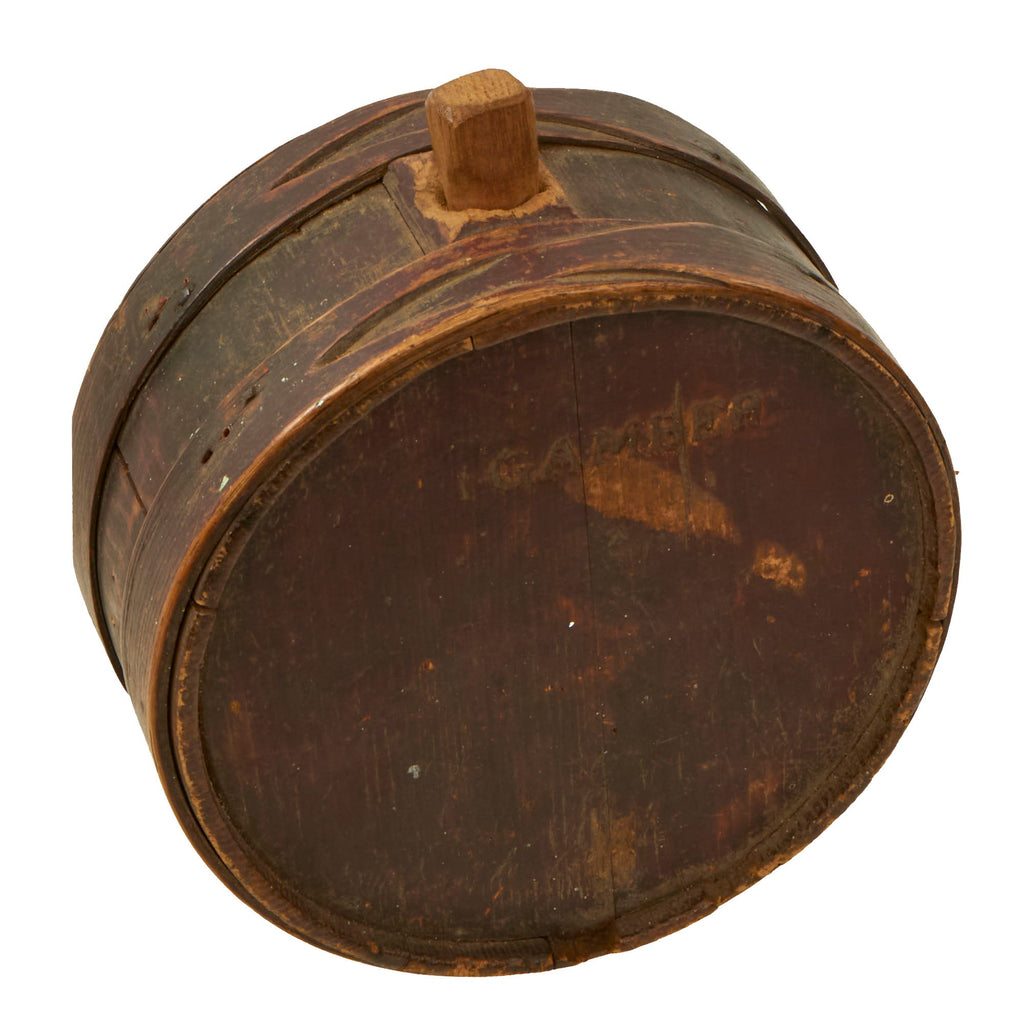 Original U.S. Revolutionary War & War of 1812 Era Wooden Stave Construction Contract Canteen by I. Gamber with Soldier’s Initials Original Items