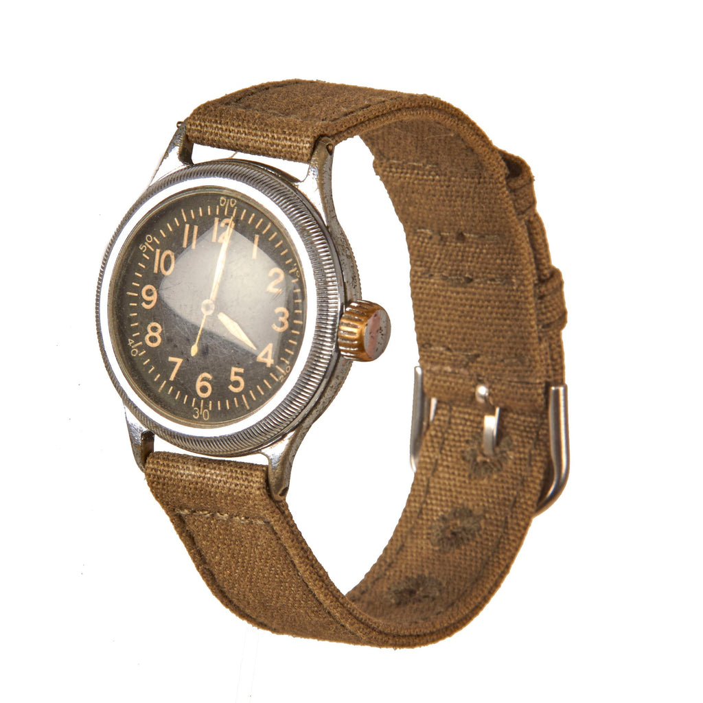 Original U.S. WWII Type A-11 USAAF Wrist Watch by Elgin - Fully Functional - Dated 1945 Original Items