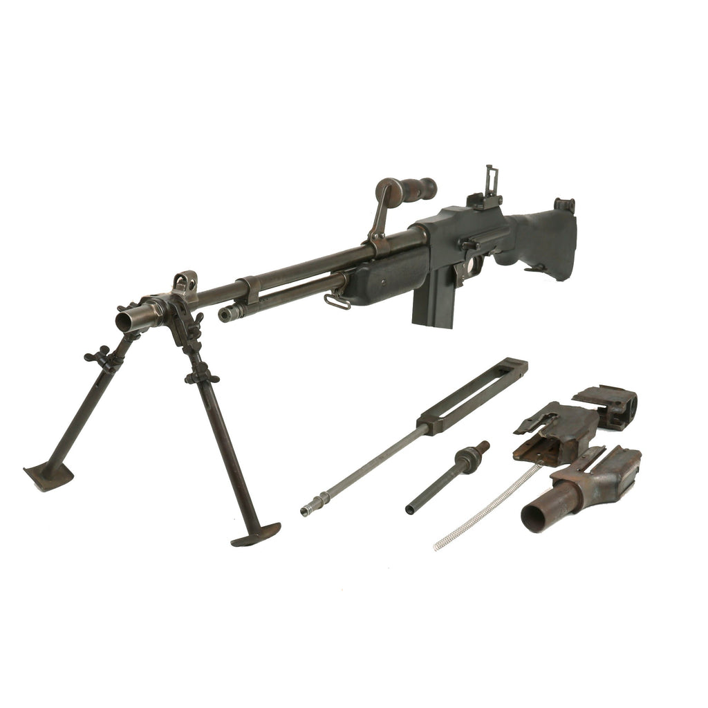 Original U.S. Korean War BAR Browning M1918A2 Display Gun Constructed using Genuine Parts with Demilled Receiver & Internals - Live ROT II Barrel Dated 12-52 Original Items