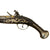 Original 19th Century Ottoman Silver Mounted Long Flintlock Holster Pistol with Carved Stock and Brass Inlaid Barrel Original Items