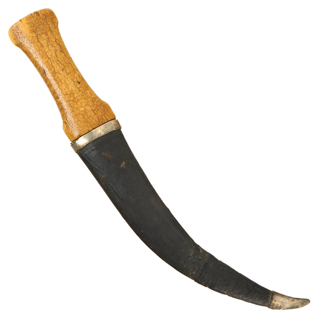 Original Persian 18th Century Gold Inlaid Khanjar Dagger with Bone Gri ...