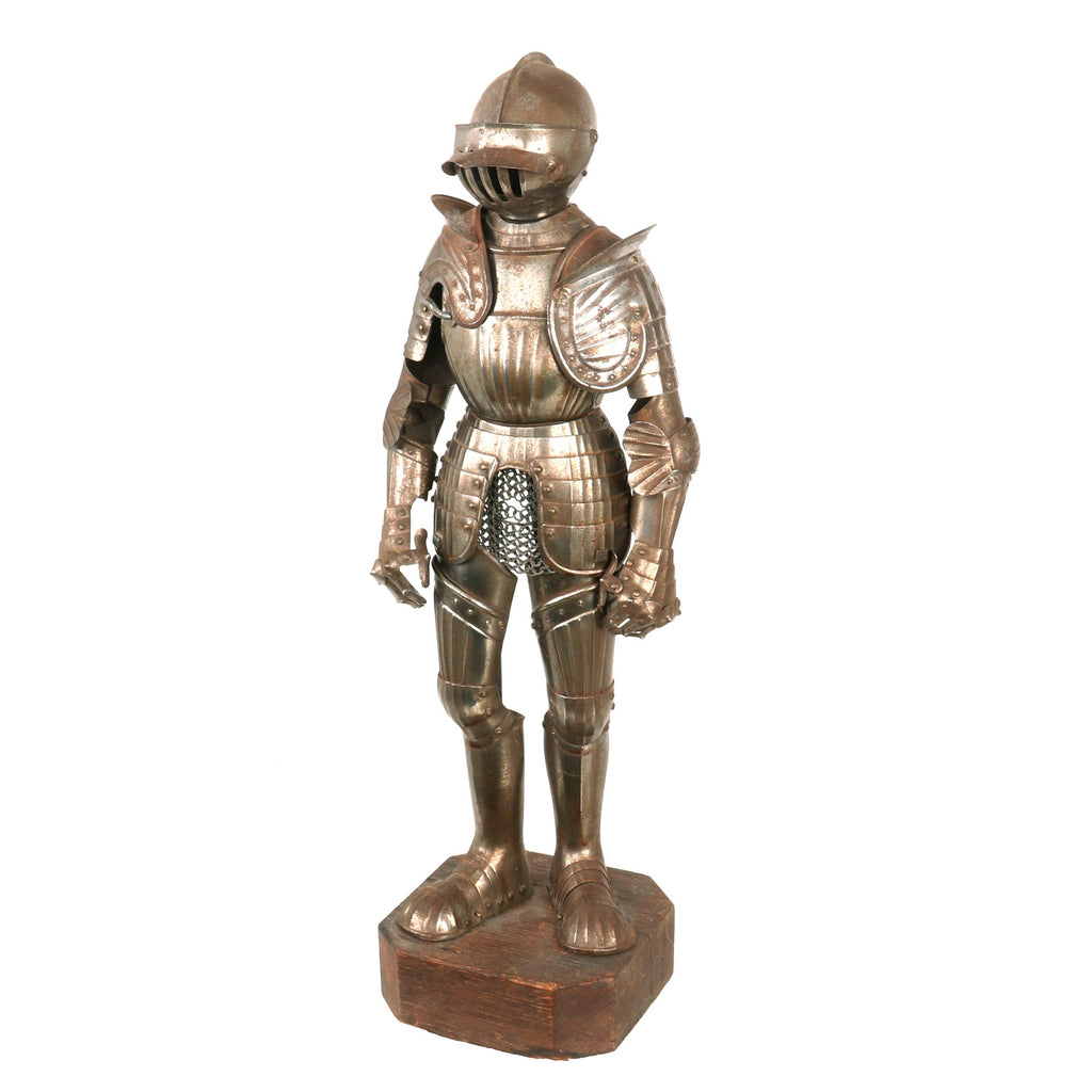 Original 19th Century 1:4.5 Scale Suit of Maximilian Style Armor on Display Stand - 15 ¾ Inches Tall Original Items