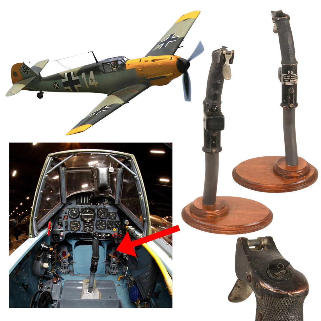 Original German WWII Luftwaffe Messerschmitt Bf 109 KG12 A Control Stick on Display Stand for The ME-109 Original Items