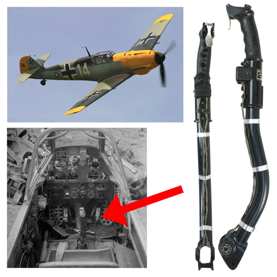 Original German WWII Luftwaffe Messerschmitt Bf 109 KG12 A Control Stick & Aluminum Shaft For The ME-109 Original Items