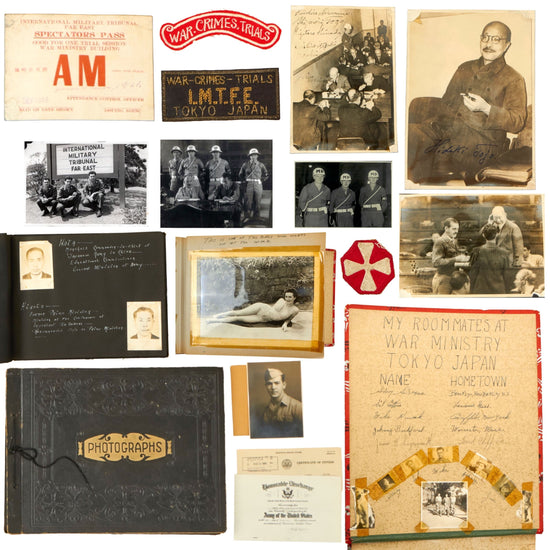 Original U.S. WWII Unpublished Japanese War Crimes Tribunal Tokyo Trial Personal Photo Albums of Military Policeman with Signature of Prime Minister Hideki Tojo & Other War Criminals - 200+ Photographs Original Items