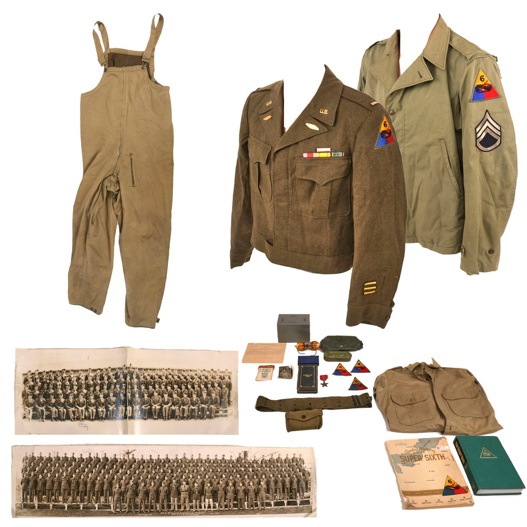 Original U.S. WWII 6th Armored Division Bronze Star Recipient Uniform, Coveralls & Ephemera Grouping - Staff Sergeant & Lieutenant William D. Murphy Original Items