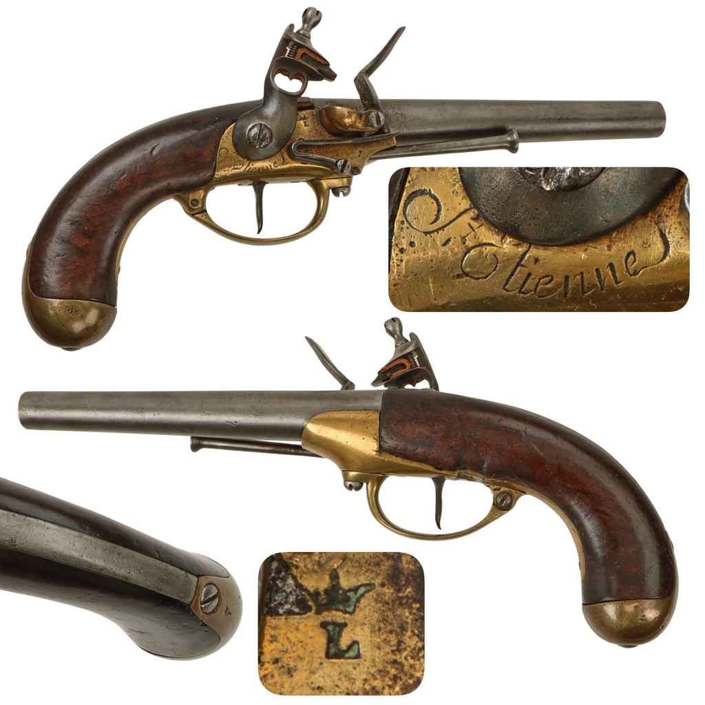 Original French Modèle 1777 Brass Frame Flintlock Cavalry Pistol by St.-Étienne Arsenal Circa 1785 - Missing Belt Hook Original Items