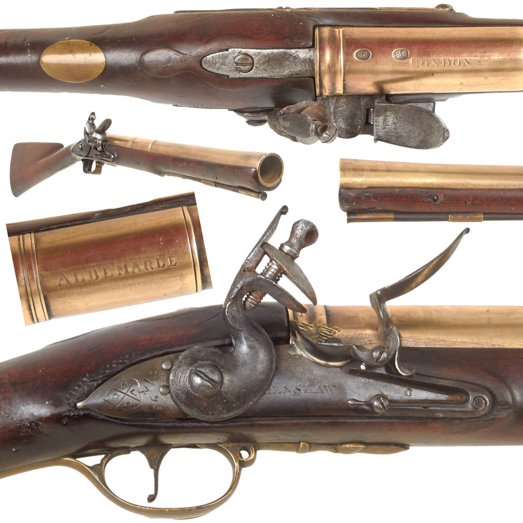 Original British East India Company Brass Barrel Naval Flintlock Blunderbuss by Henshaw Marked to East Indiaman Albemarle - Dated 1793 Original Items