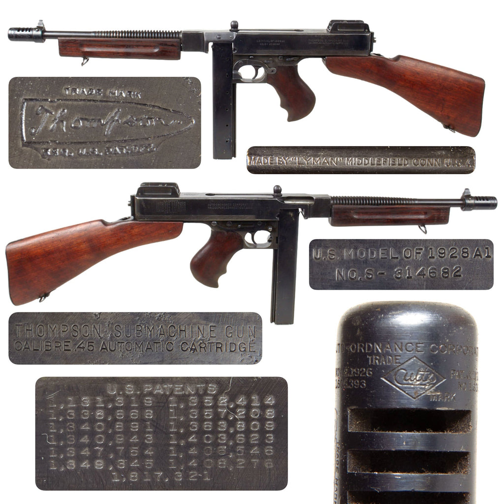 Original U.S. WWII Thompson M1928A1 Display Submachine Gun Serial NO.S-314682 - Original WW2 Parts Original Items