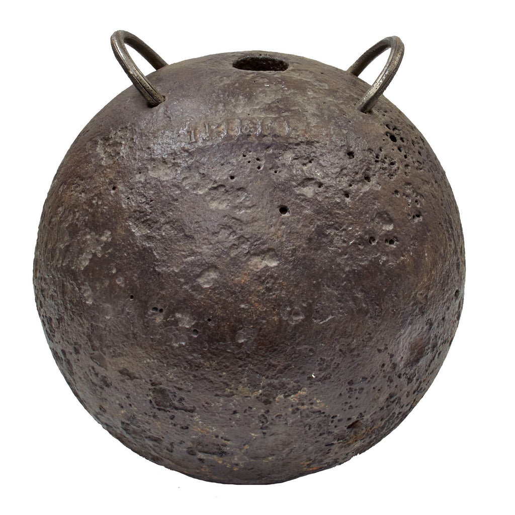 Original Napoleonic Wars French Gribeauval 12-Inch Hollow Mortar Bomb Marked IBRECHY with Rings (Ears) Original Items