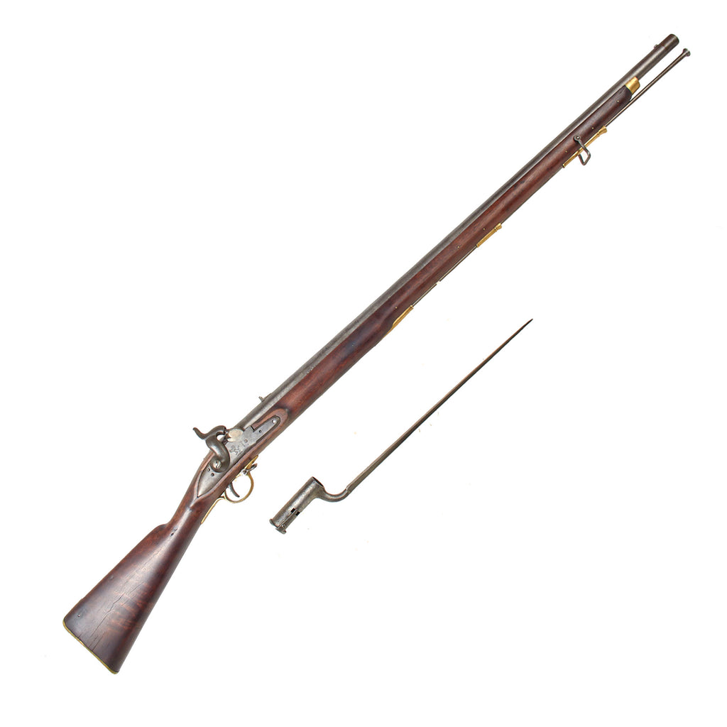 Original British East India Company Model A Percussion Converted Musket with British Marked Lock, Barrel, and Bayonet - Circa 1840 Original Items
