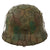 Original German WWII M40 Refurbished 12th SS Panzer HJ at Caan & Falaise Chicken Wire Camouflage Helmet - Stamped EF64 Original Items