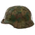 Original German WWII M40 Refurbished 12th SS Panzer HJ at Caan & Falaise Chicken Wire Camouflage Helmet - Stamped EF64 Original Items