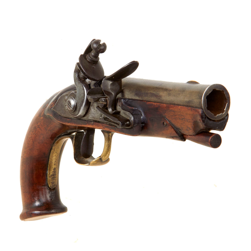 Original Early 19th Century U.S. Rifled Flintlock Vest Pocket Pistol with Horn Butt Cap Circa 1810 - Unmarked Original Items