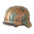 Original German WWII M40 Refurbished Textured Normandy Camouflage Chicken Wire Half-Basket SS Helmet - Stamped EF66 Original Items