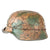 Original German WWII M40 Refurbished Textured Normandy Camouflage Chicken Wire Half-Basket SS Helmet - Stamped EF66 Original Items