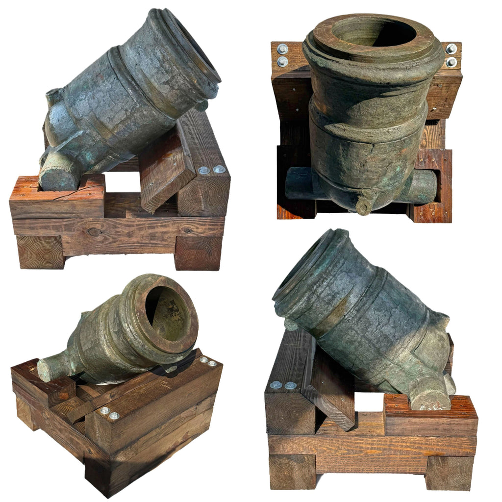 Original Asian 18th Century Bronze Mortar Cast in Europen Style with 8 Inch Bore - Recovered from Kathmandu Nepal Original Items