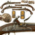 Original British 1772 Hallmarked Silver Mounted Pair of Flintlock Pistols by Griffin & Tow with Gold Inlaid Barrels by Eudal Pous of Barcelona Spain Original Items
