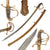 Original French Post-Napoleonic Lion’s Head Officer’s Sword with Scabbard and Gold-Inlaid & Etched Wootz Damascus Blade Original Items