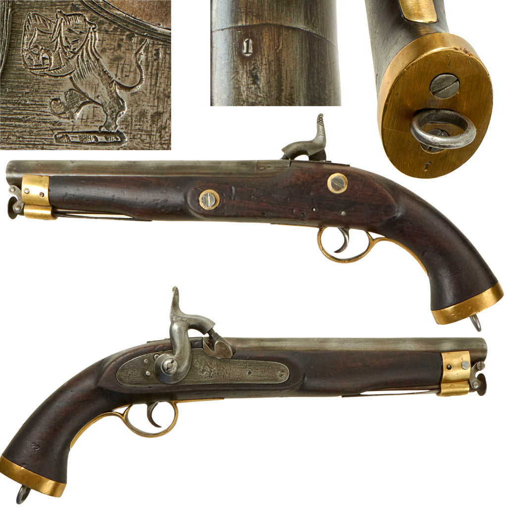 Original British East India Company Model 1843 Percussion Dragoon Pistol with Trapped Swivel Ramrod Original Items