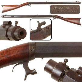 Original U.S. Civil War Era William Billinghurst Half Stock Underhammer Percussion Target Rifle with Heavy .39 Caliber Octagonal Barrel and Stuck Bullet Starter, circa 1860