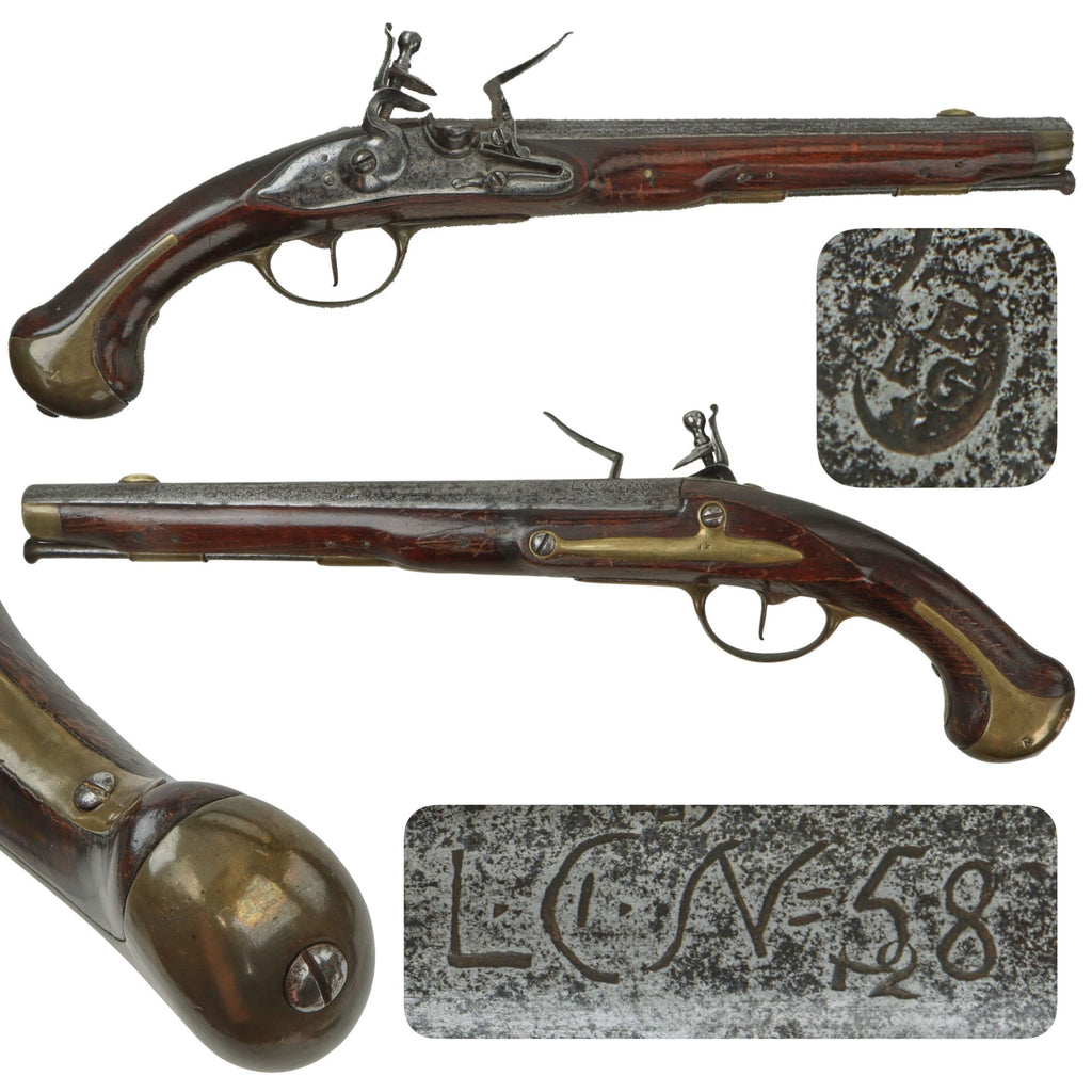 Original Danish Model 1772 Heavy Dragoon and Naval Flintlock Pistol Serial 12 with 1815 Liège Proof - Circa 1780 Original Items