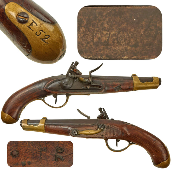 Original Napoleonic Prussian Flintlock Pistol Constructed With Captured French Parts - Dated 1815 on Barrel Original Items