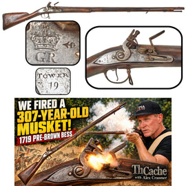 Original 1719 Dated British Iron Mounted Land Pattern Pre-Brown Bess Infantry Flintlock Musket with Tower Marked Lock - Earliest Developmental Pattern - As Seen on The Cache with Alex Cranmer