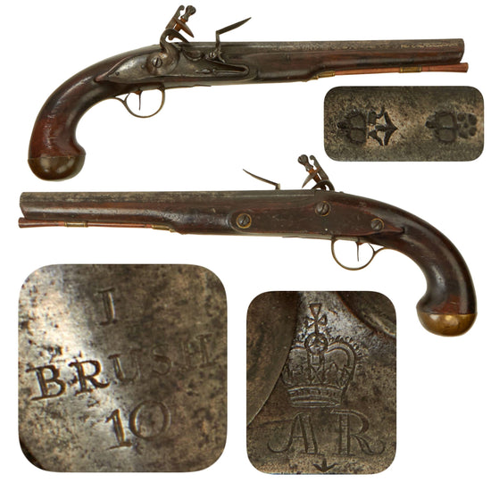 Original 18th Century Queen Anne Marked British Flintlock Pistol by John Brush - Dated 1710 Original Items