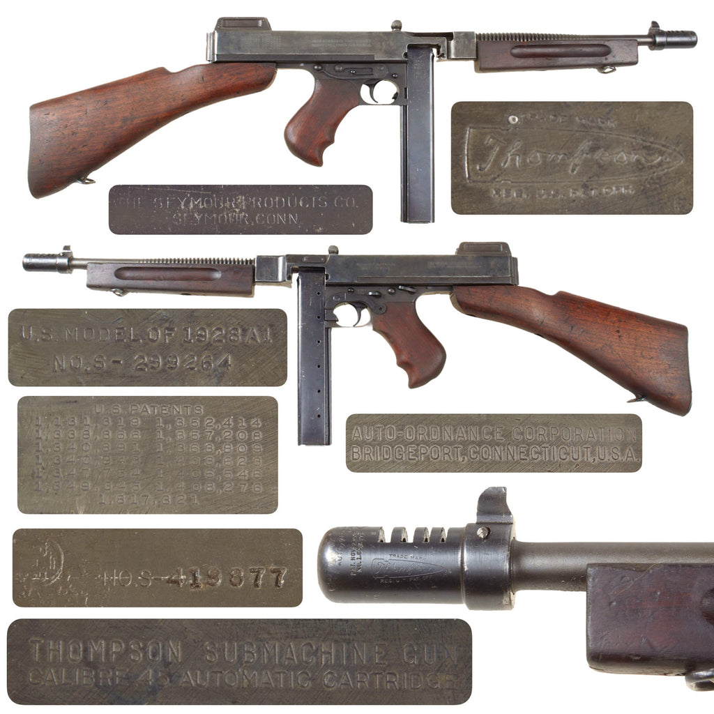 Original U.S. WWII Thompson M1928A1 Display Submachine Gun Serial NO.S-299264 - Original WW2 Parts Original Items