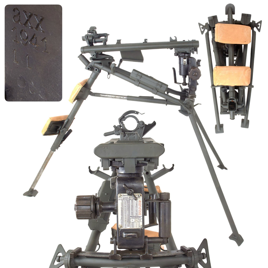 Original German WWII MG 34 Sustained Fire Lafette Mount Tripod Made in 1941 - Painted Panzergrau Original Items