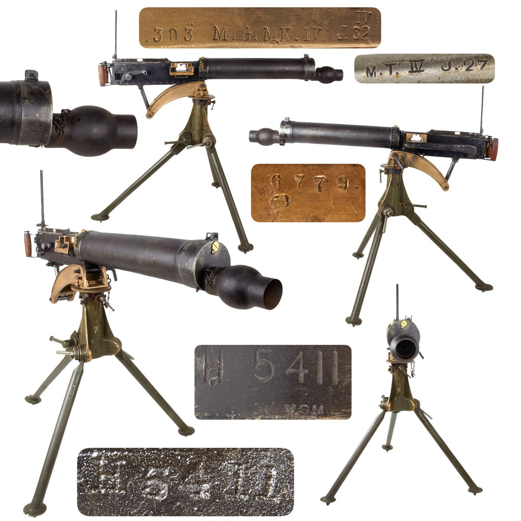 Original British WWI Era Vickers Smooth Water Jacket Display Medium Machine Gun Serial H 5411 with Tripod Original Items