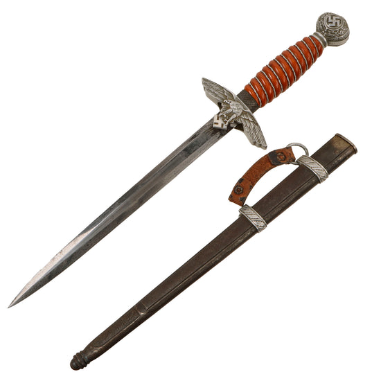 Original German WWII 2nd Model Luftwaffe Dagger by SMF with Scabbard and "Pumpkin" Grip Original Items