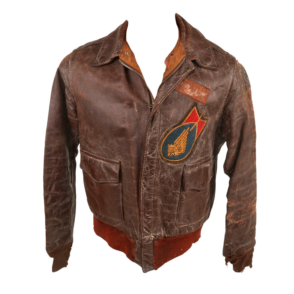 Original U.S. WWII 63rd Bomb Squadron 5th Air Force Lieutenant’s A-2 Flight Jacket with Australian-Made Embroidered Patch Original Items