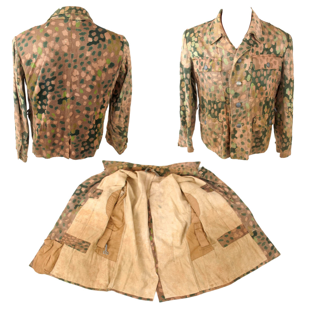 Original German WWII Rare Waffen SS 1944 Pattern "Pea Dot" Camouflage HBT M44 Uniform Tunic