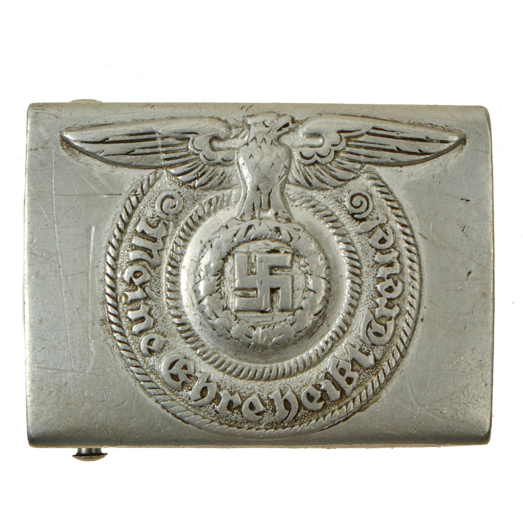 Original German Early WWII 1938 Dated Aluminum SS EM/NCO Belt Buckle - RZM 822/38 SS Original Items