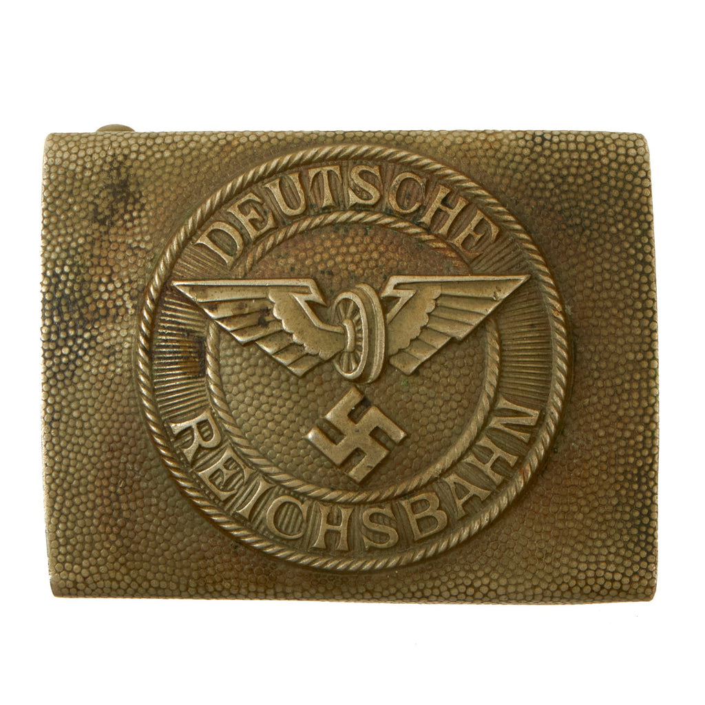 Original German WWII Early DRB Bahnschutzpolizei Railway Police Pebbled Nickel Alloy Belt Buckle Original Items