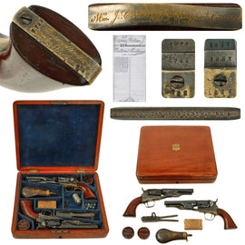 Original U.S. Civil War 23rd Massachusetts Infantry Regiment Inscribed Presentation Cased Metropolitan Police Revolvers To Lt. William J. Greasey with Accessories and Research