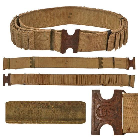 Original U.S. Spanish American War 100 Round .30-40 Krag Rifle Double Ammunition Belt by Mills & Orndorff with US Buckle Original Items